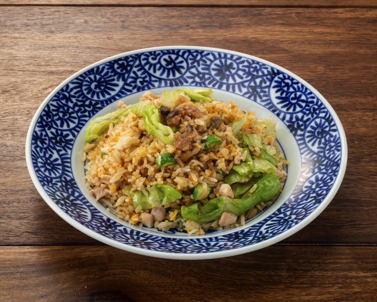 Lettuce Fried Rice with Salted Fish and Chicken
